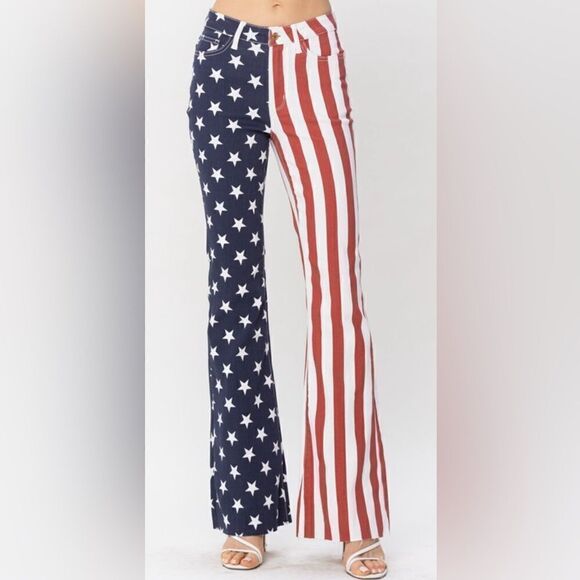 High Waist American Flag Print Flare - Picture 4 of 7